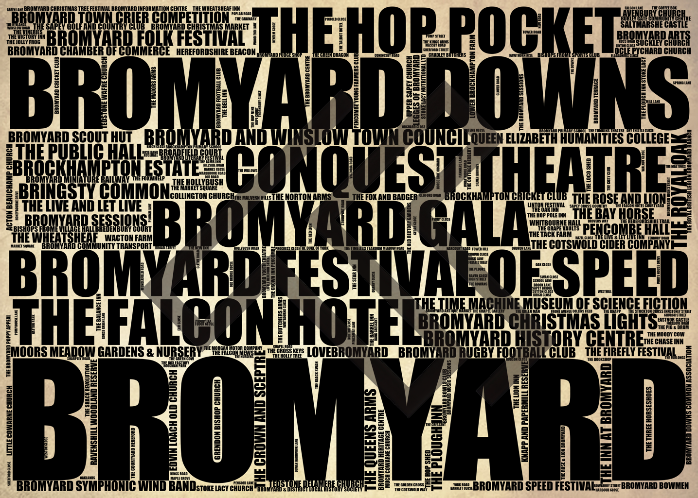 Bromyard - Premium Typographic Word Cloud Prints, Posters & Gifts