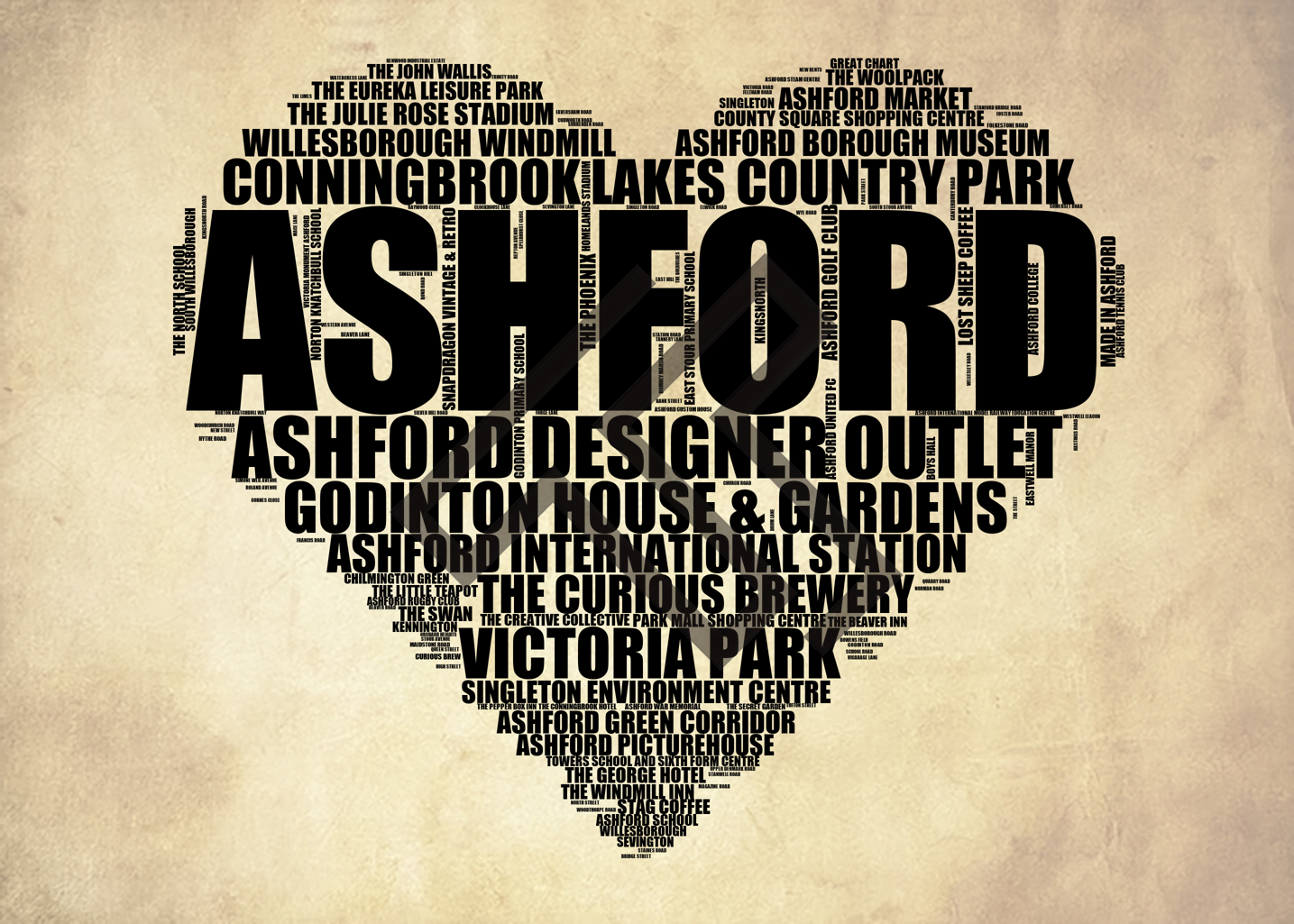 Ashford - Premium Typographic Word Cloud Prints, Posters & Gifts