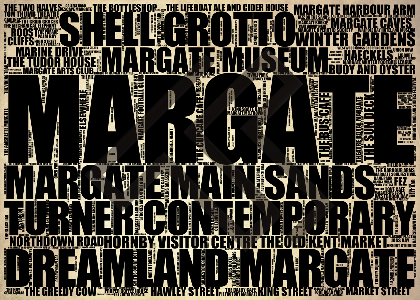 Margate - Premium Typographic Word Cloud Prints, Posters & Gifts