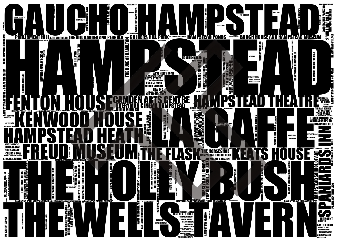 Hampstead - Premium Typographic Word Cloud Prints, Posters & Gifts