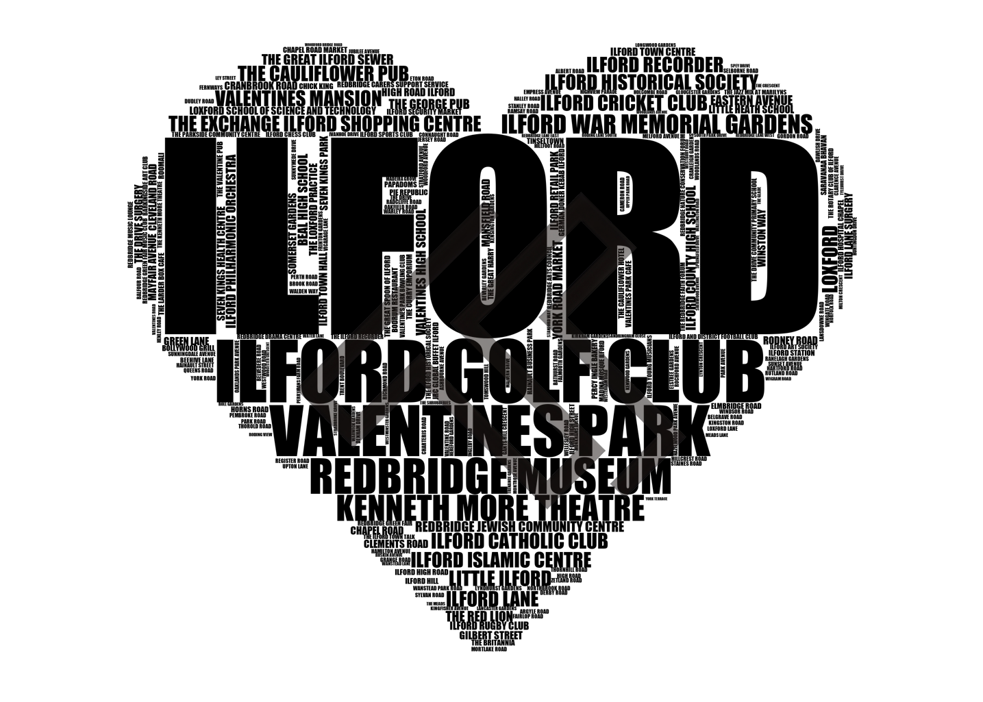 Ilford - Premium Typographic Word Cloud Prints, Posters & Gifts