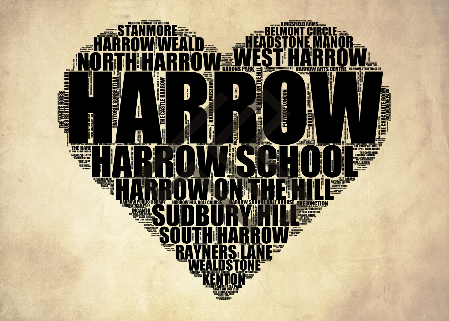 Harrow - Premium Typographic Word Cloud Prints, Posters & Gifts