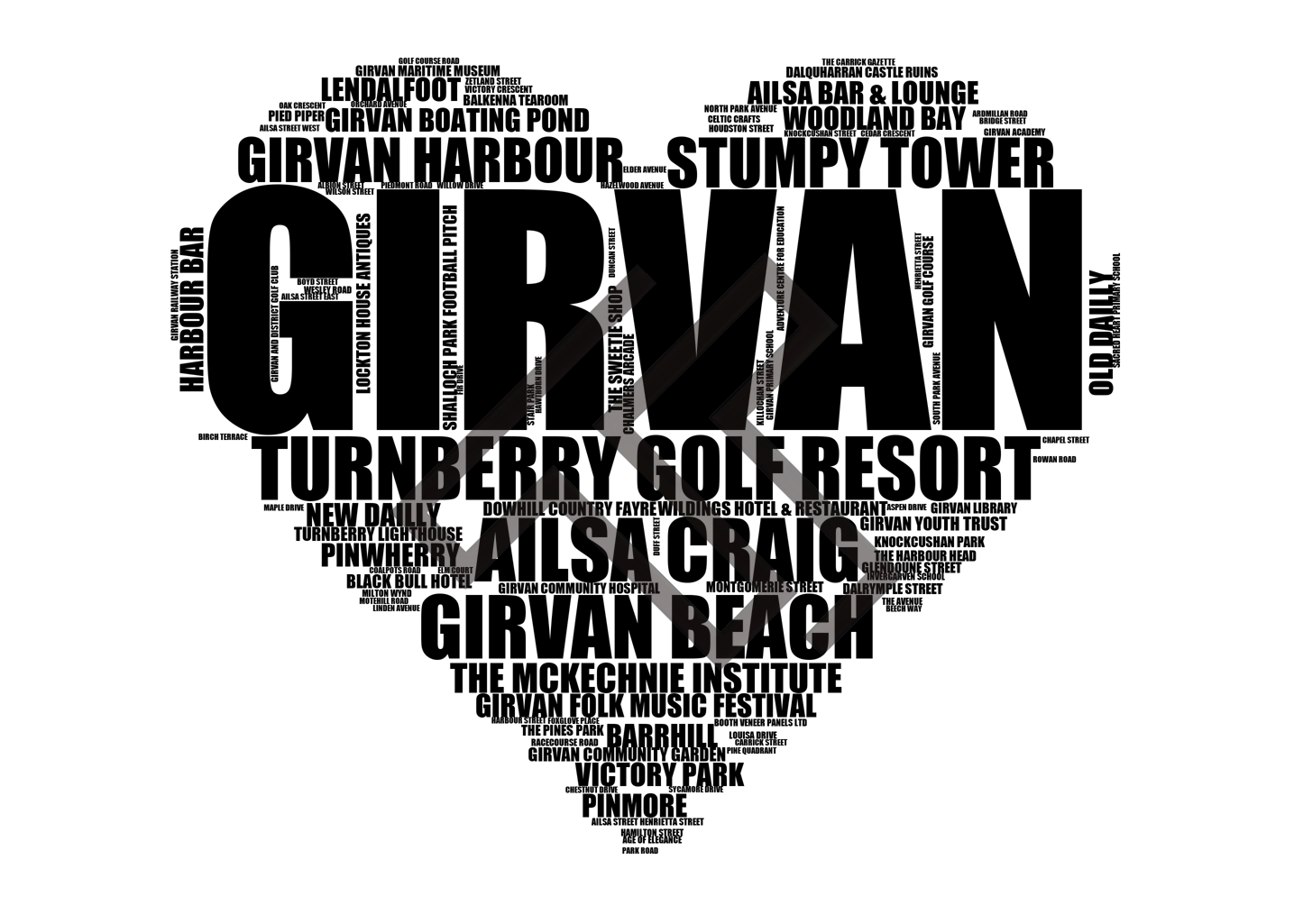 Girvan - Premium Typographic Word Cloud Prints, Posters & Gifts