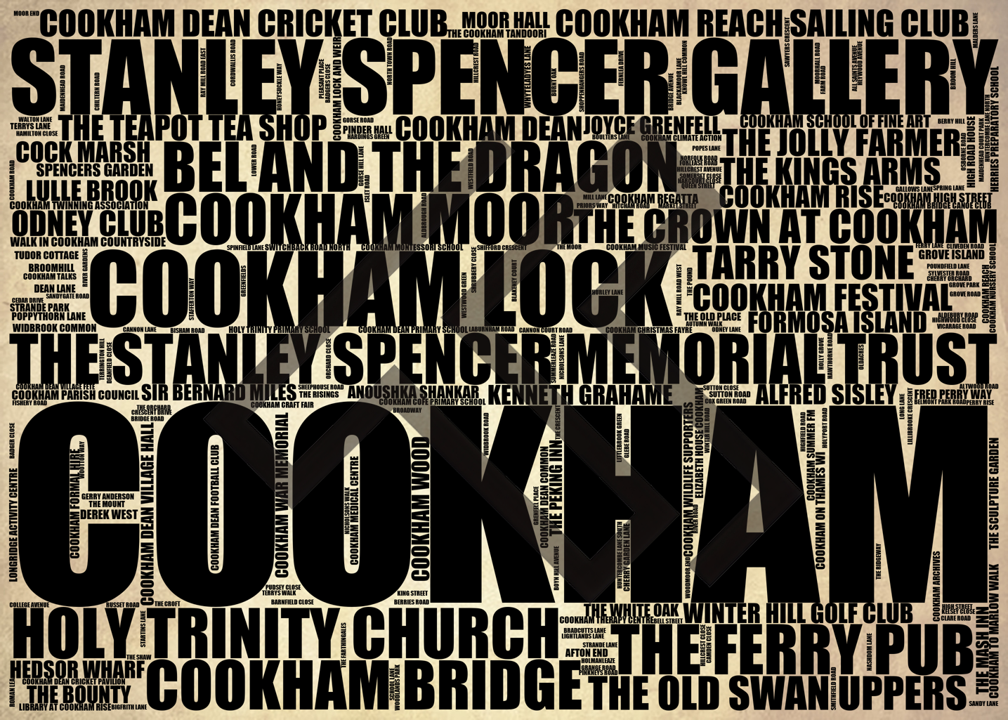 Cookham - Premium Typographic Word Cloud Prints, Posters & Gifts