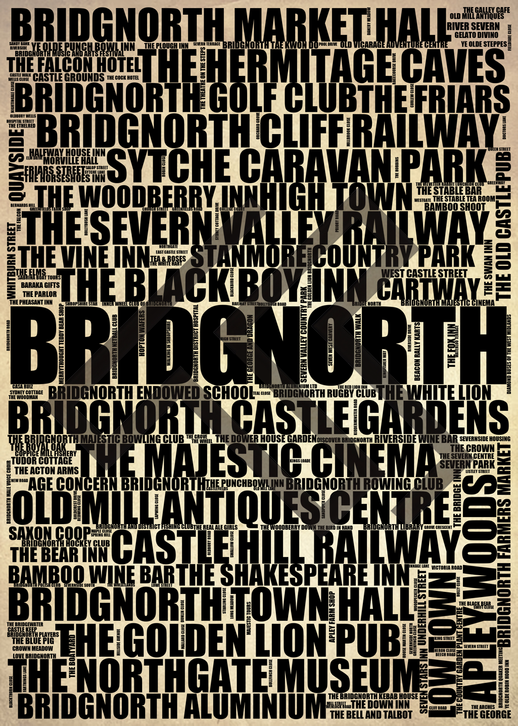 Bridgnorth - Premium Typographic Word Cloud Prints, Posters & Gifts