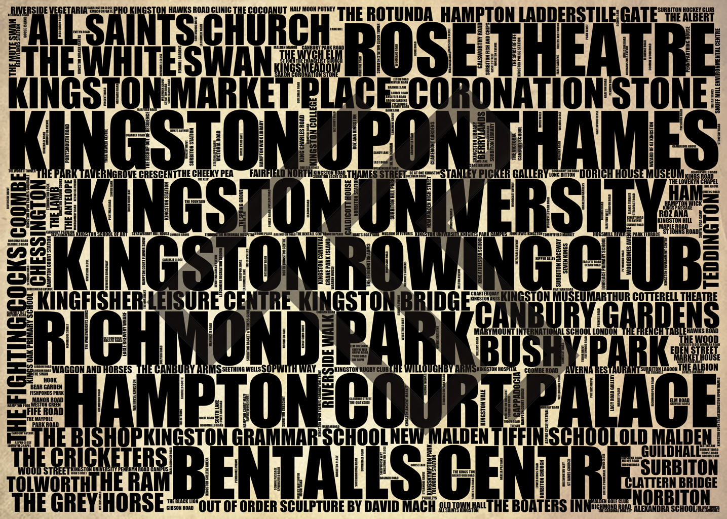 Kingston upon Thames - Premium Typographic Word Cloud Prints, Posters & Gifts