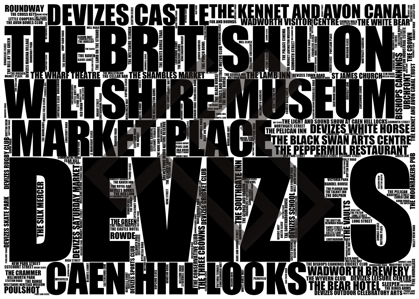 Devizes - Premium Typographic Word Cloud Prints, Posters & Gifts