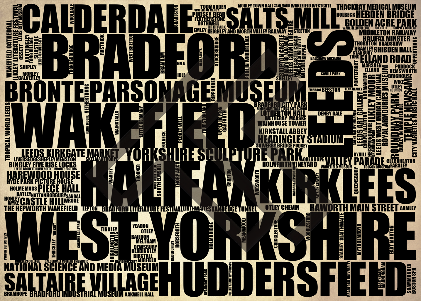 West Yorkshire - Premium Typographic Word Cloud Prints, Posters & Gifts