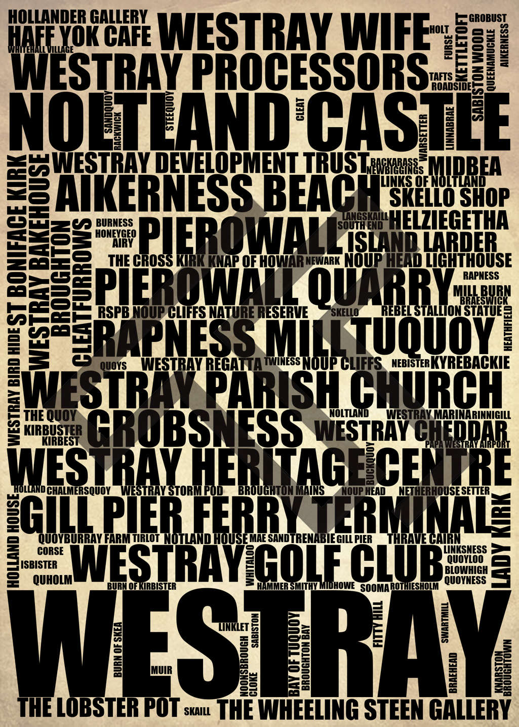 Westray - Premium Typographic Word Cloud Prints, Posters & Gifts