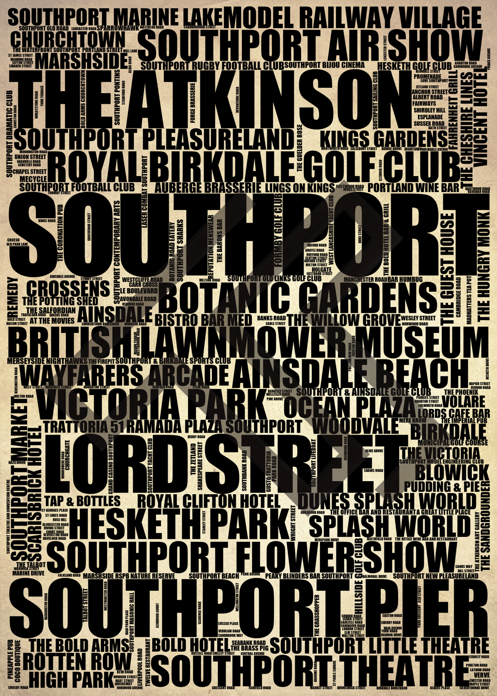 Southport - Premium Typographic Word Cloud Prints, Posters & Gifts