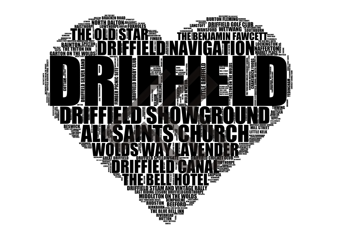 Driffield - Premium Typographic Word Cloud Prints, Posters & Gifts