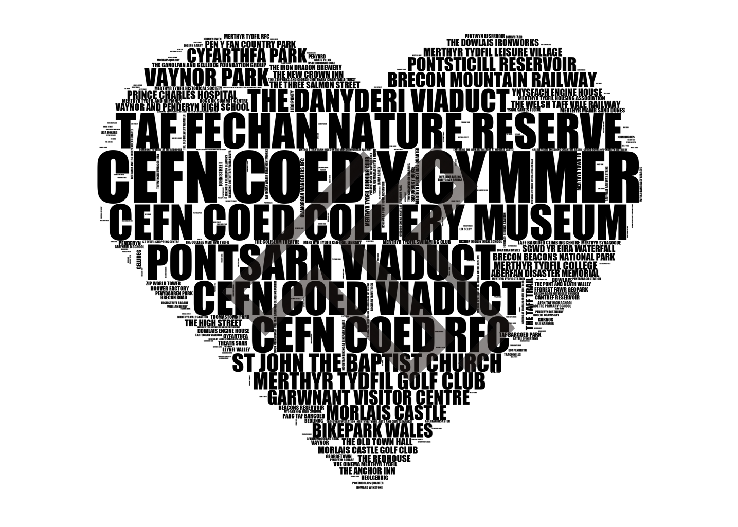 Cefn Coed y Cymmer - Premium Typographic Word Cloud Prints, Posters & Gifts