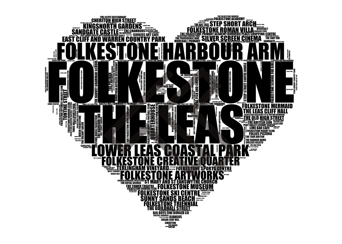 Folkestone - Premium Typographic Word Cloud Prints, Posters & Gifts