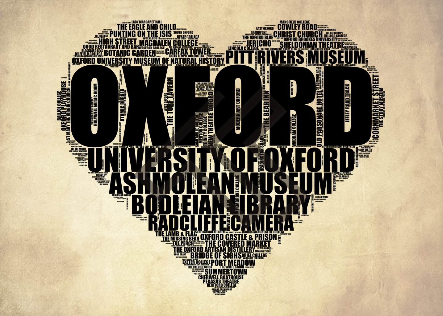 Oxford - Premium Typographic Word Cloud Prints, Posters & Gifts