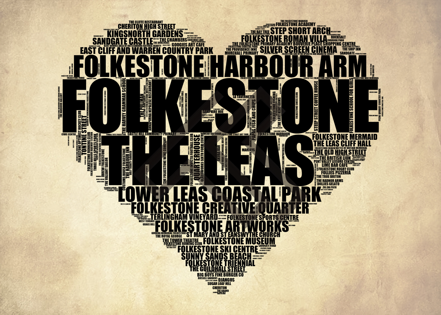 Folkestone - Premium Typographic Word Cloud Prints, Posters & Gifts