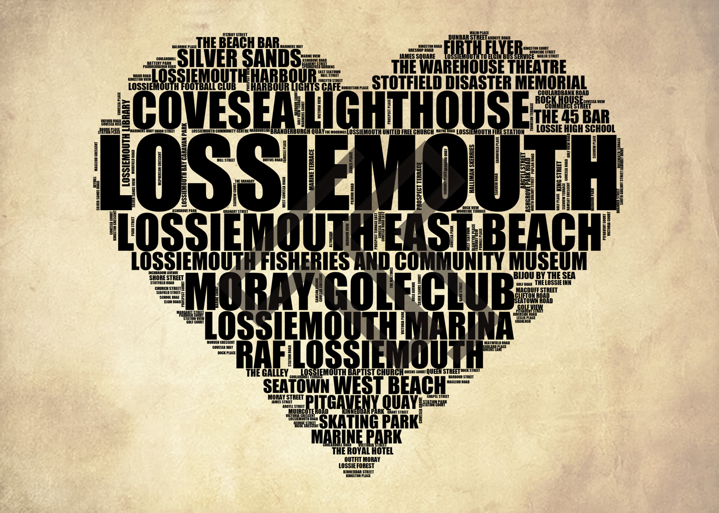 Lossiemouth - Premium Typographic Word Cloud Prints, Posters & Gifts