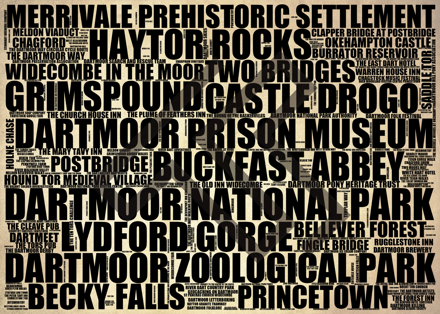 Dartmoor National Park - Premium Typographic Word Cloud Prints, Posters & Gifts