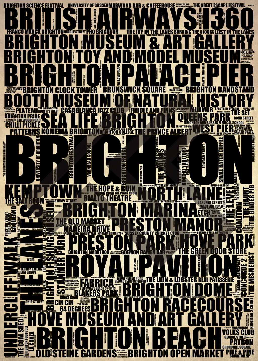 Brighton - Premium Typographic Word Cloud Prints, Posters & Gifts