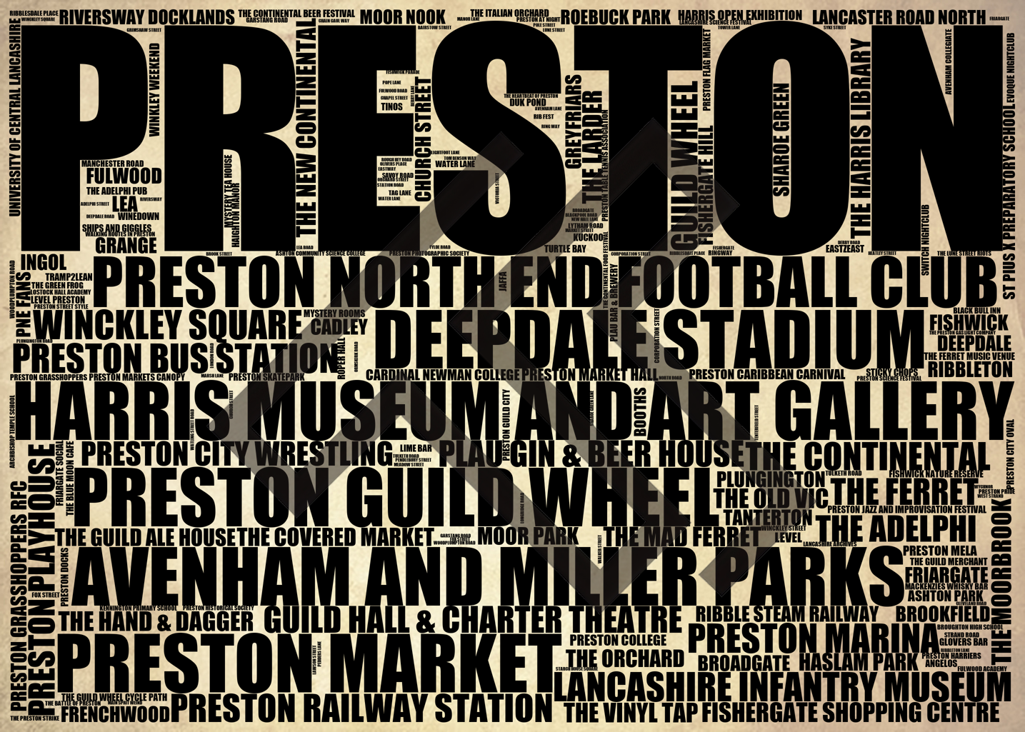 Preston - Premium Typographic Word Cloud Prints, Posters & Gifts