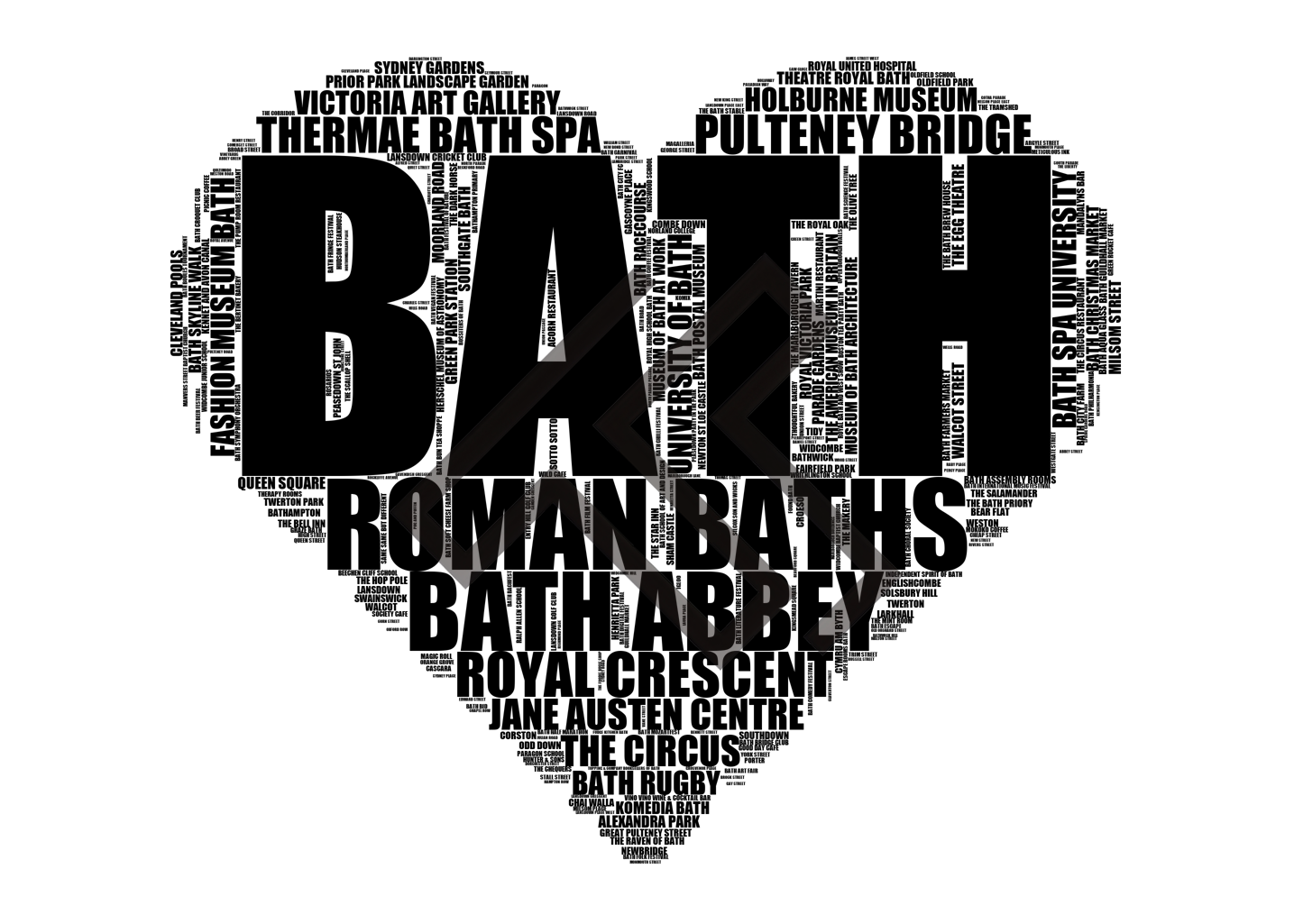 Bath - Premium Typographic Word Cloud Prints, Posters & Gifts