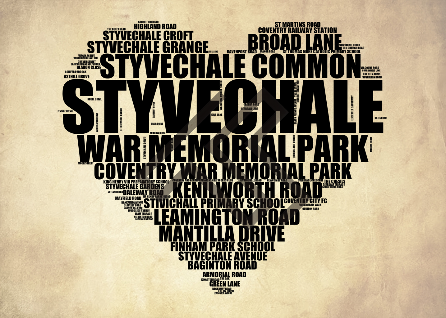 Styvechale - Premium Typographic Word Cloud Prints, Posters & Gifts