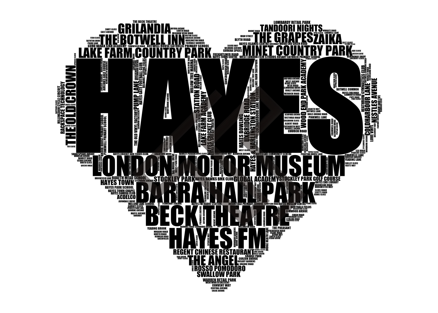 Hayes - Premium Typographic Word Cloud Prints, Posters & Gifts