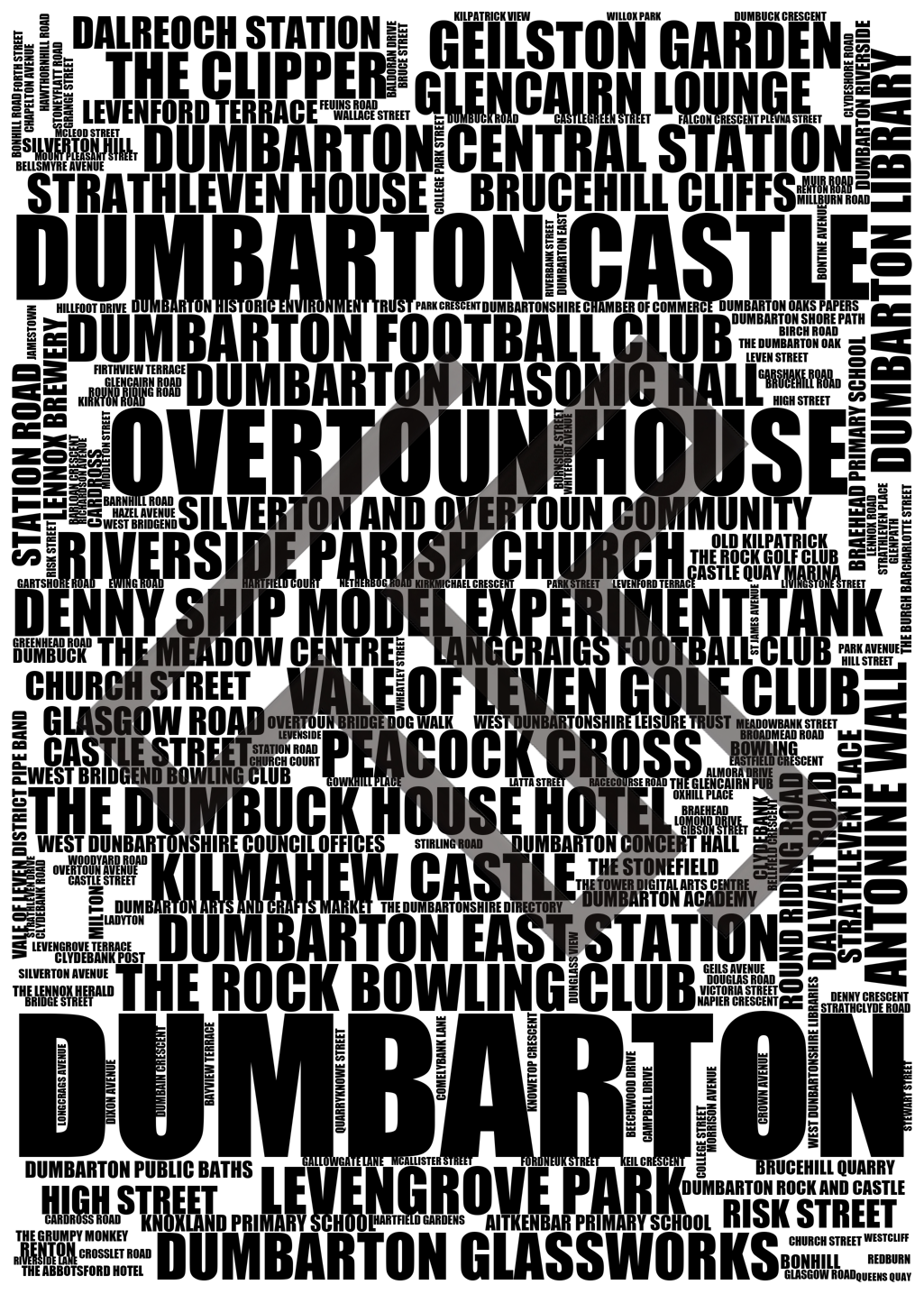 Dumbarton - Premium Typographic Word Cloud Prints, Posters & Gifts