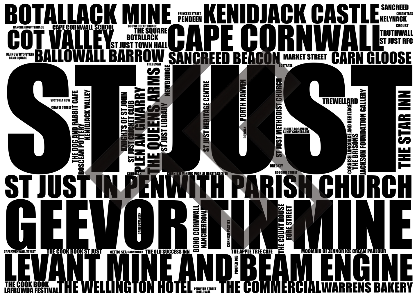 St Just - Premium Typographic Word Cloud Prints, Posters & Gifts