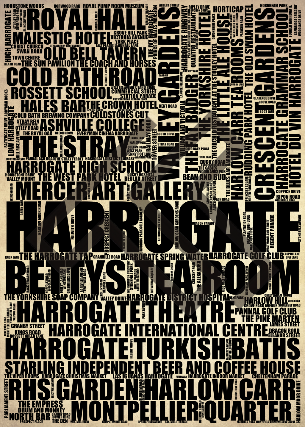 Harrogate - Premium Typographic Word Cloud Prints, Posters & Gifts
