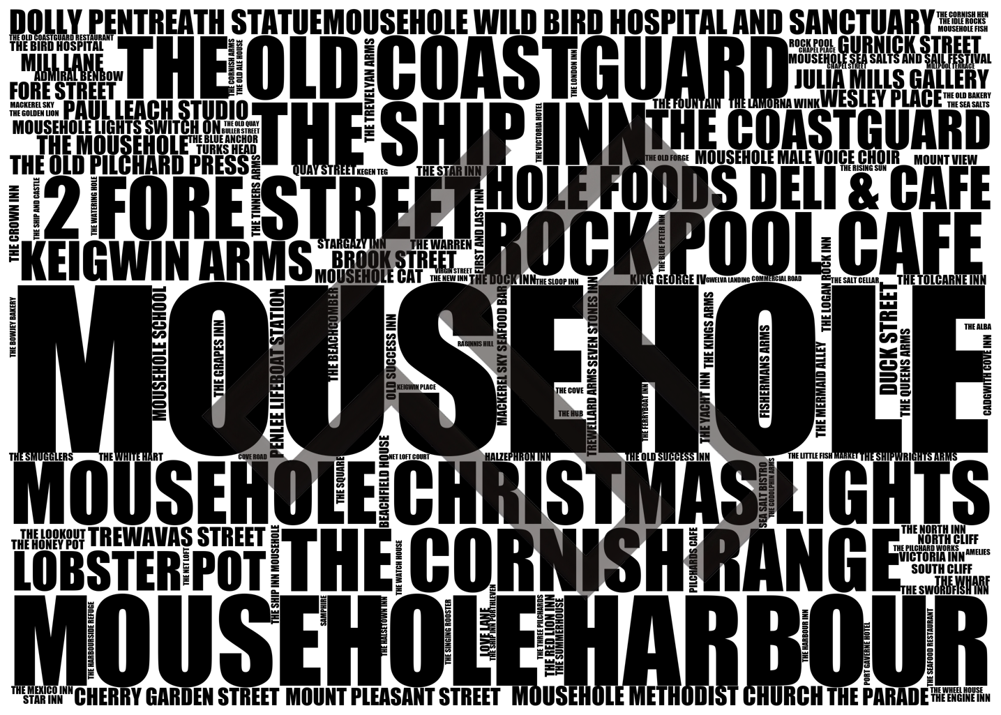 Mousehole - Premium Typographic Word Cloud Prints, Posters & Gifts