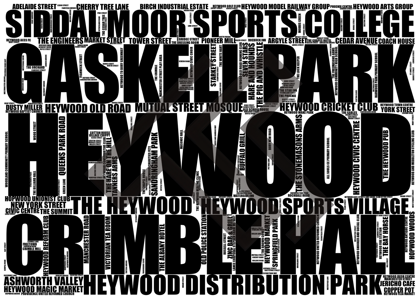 Heywood - Premium Typographic Word Cloud Prints, Posters & Gifts