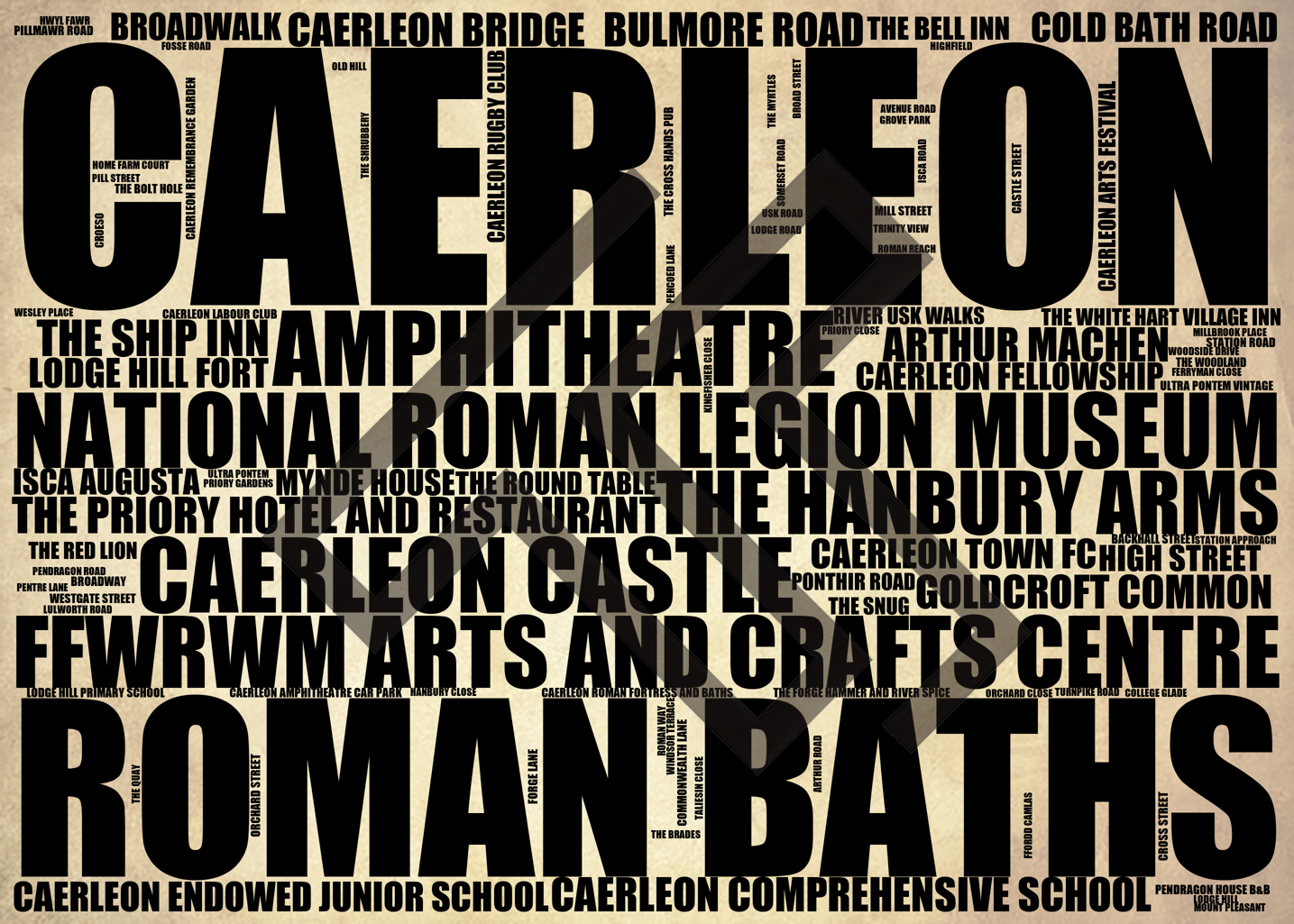 Caerleon - Premium Typographic Word Cloud Prints, Posters & Gifts