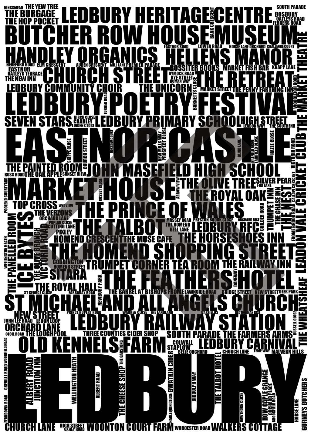 Ledbury - Premium Typographic Word Cloud Prints, Posters & Gifts