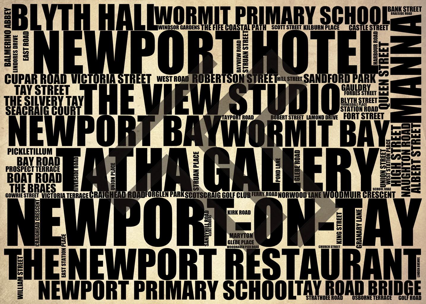 Newport-on-Tay - Premium Typographic Word Cloud Prints, Posters & Gifts