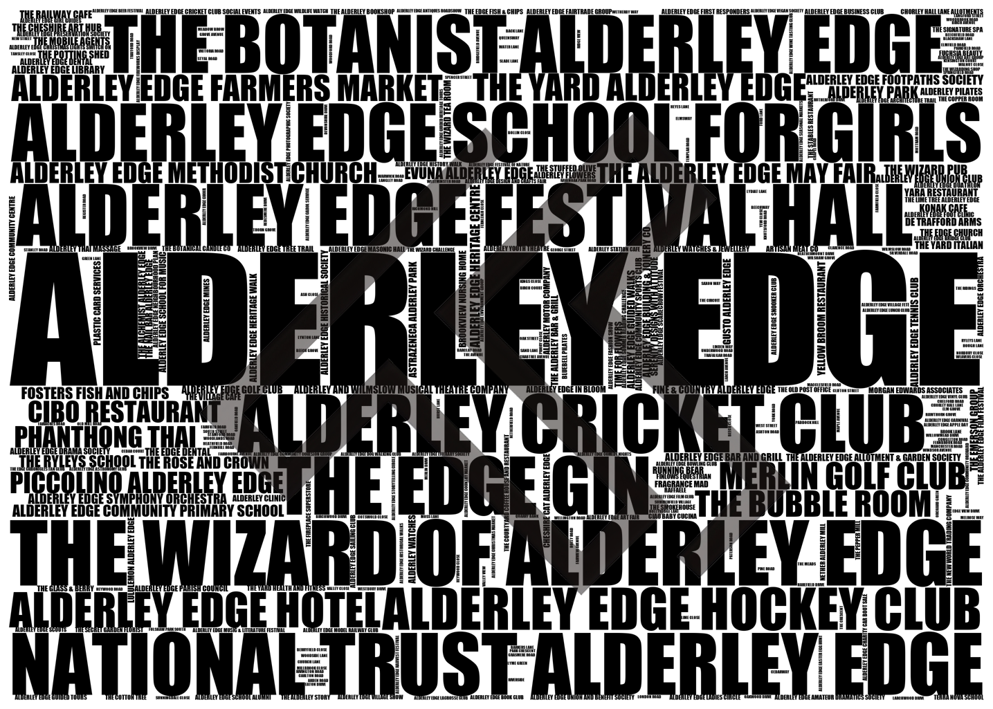 Alderley Edge - Premium Typographic Word Cloud Prints, Posters & Gifts