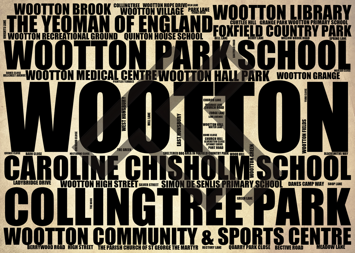 Wootton - Premium Typographic Word Cloud Prints, Posters & Gifts