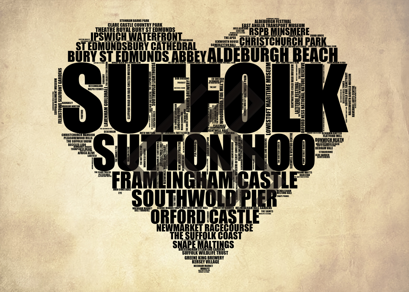 Suffolk - Premium Typographic Word Cloud Prints, Posters & Gifts