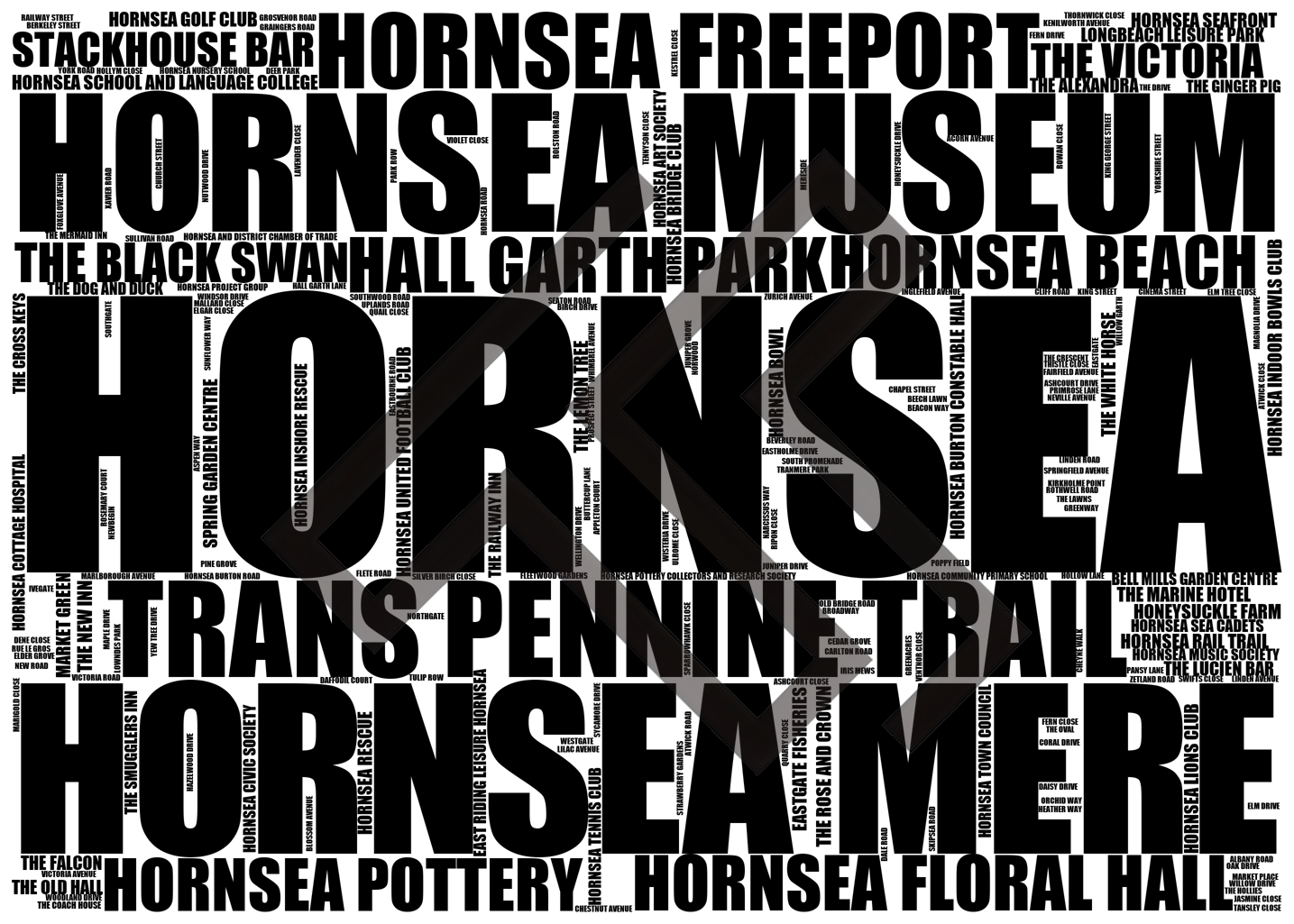 Hornsea - Premium Typographic Word Cloud Prints, Posters & Gifts