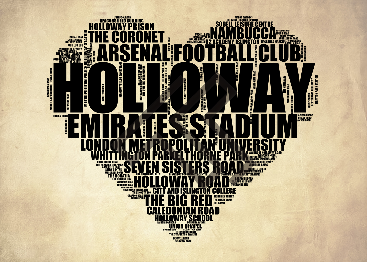 Holloway - Premium Typographic Word Cloud Prints, Posters & Gifts