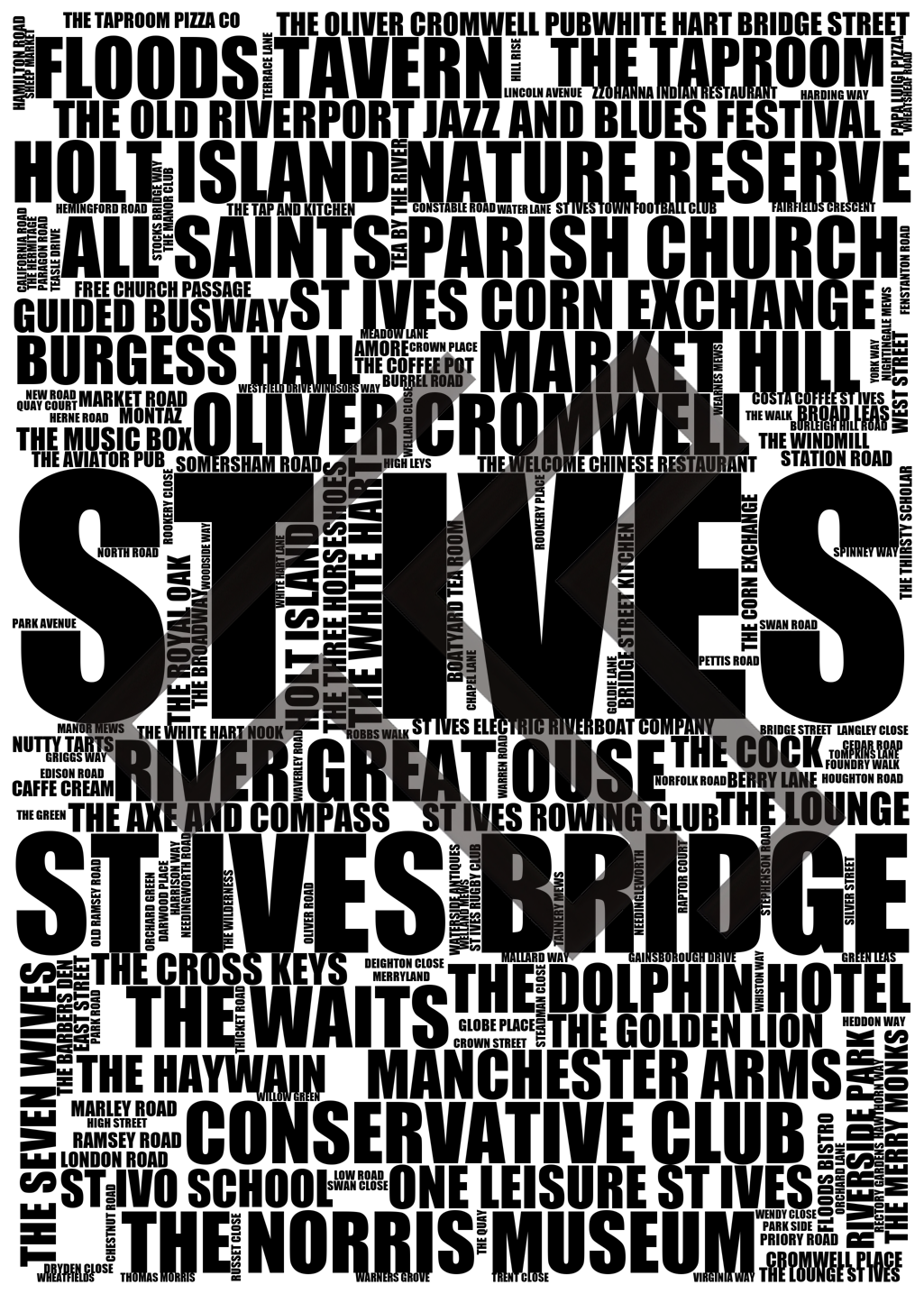 St Ives - Premium Typographic Word Cloud Prints, Posters & Gifts