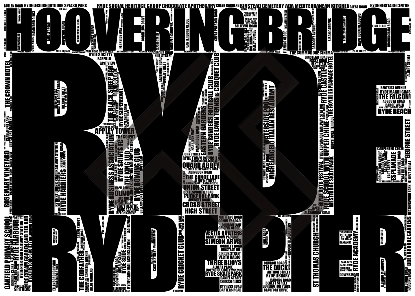 Ryde - Premium Typographic Word Cloud Prints, Posters & Gifts