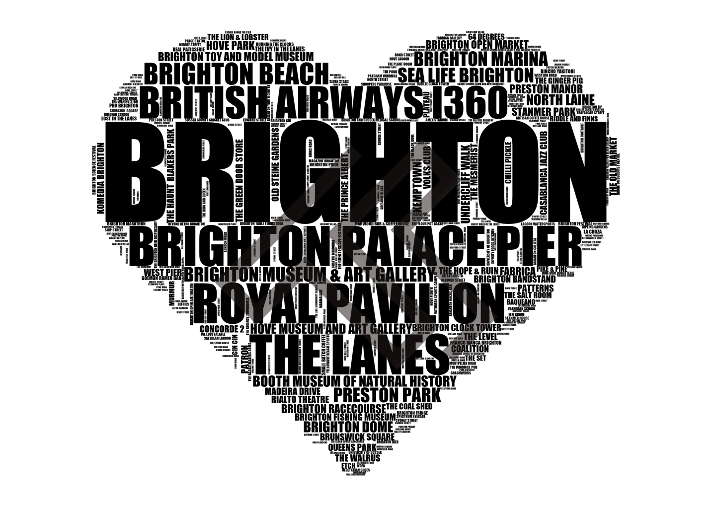 Brighton - Premium Typographic Word Cloud Prints, Posters & Gifts