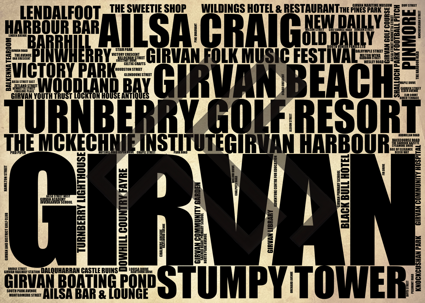 Girvan - Premium Typographic Word Cloud Prints, Posters & Gifts