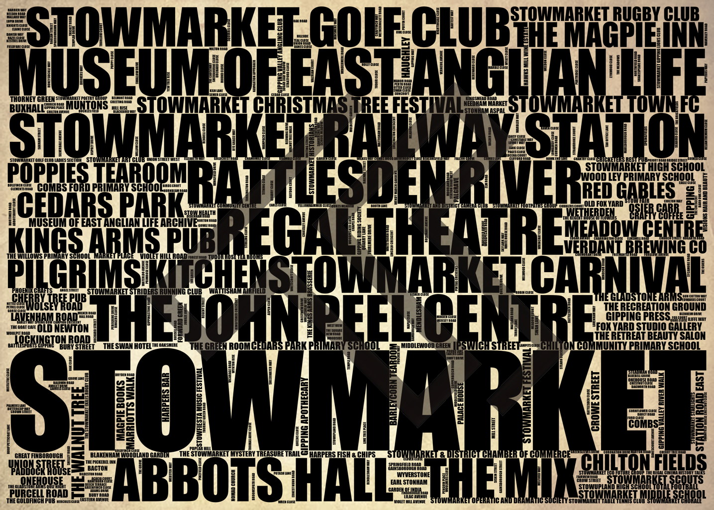 Stowmarket - Premium Typographic Word Cloud Prints, Posters & Gifts