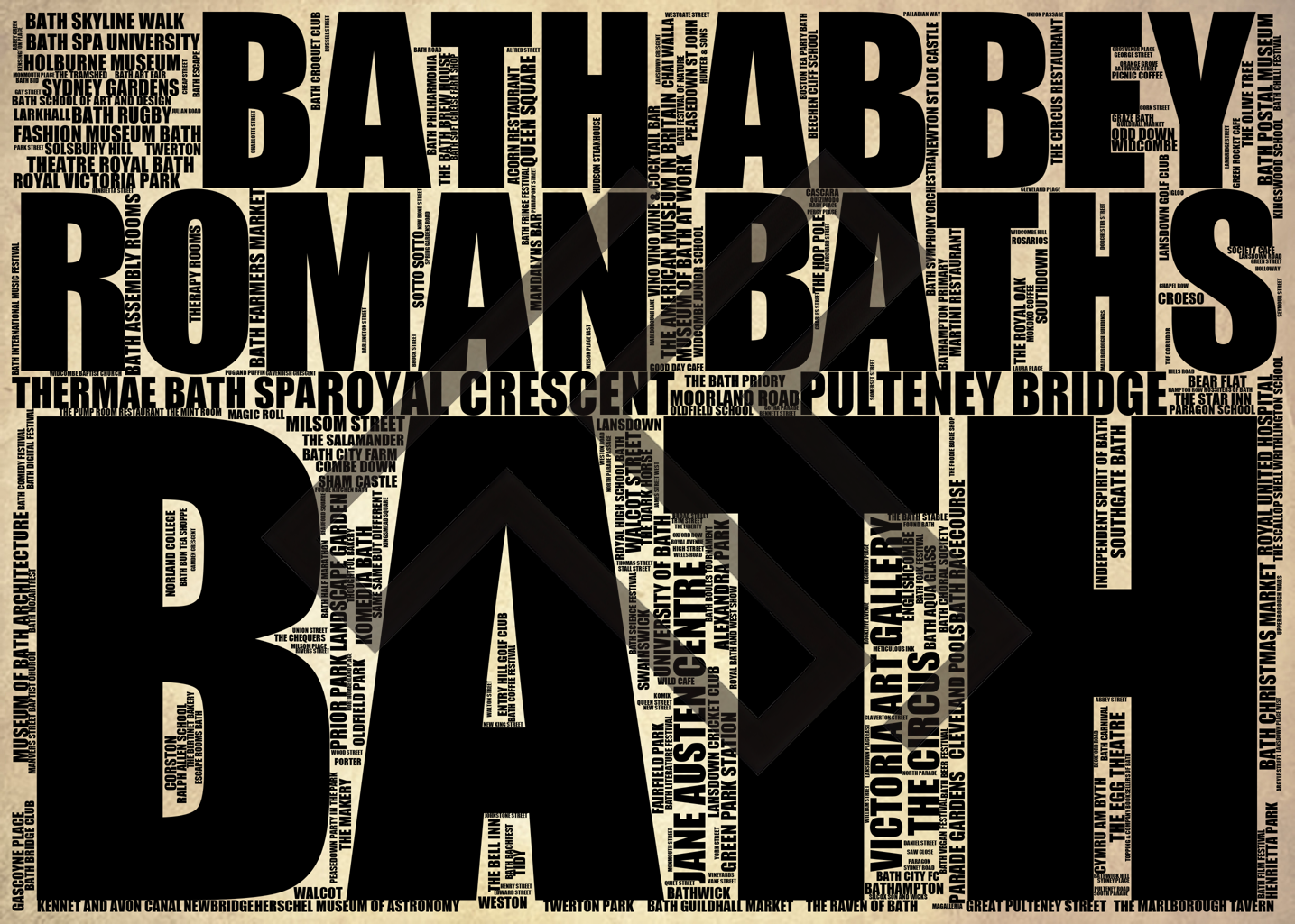 Bath - Premium Typographic Word Cloud Prints, Posters & Gifts