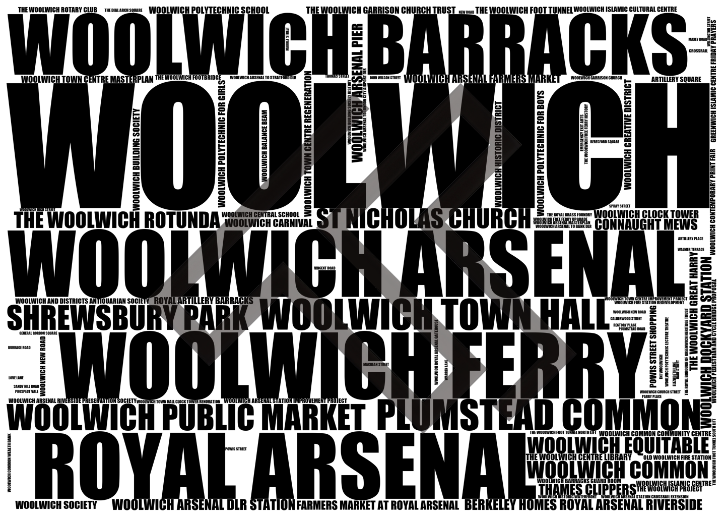 Woolwich - Premium Typographic Word Cloud Prints, Posters & Gifts