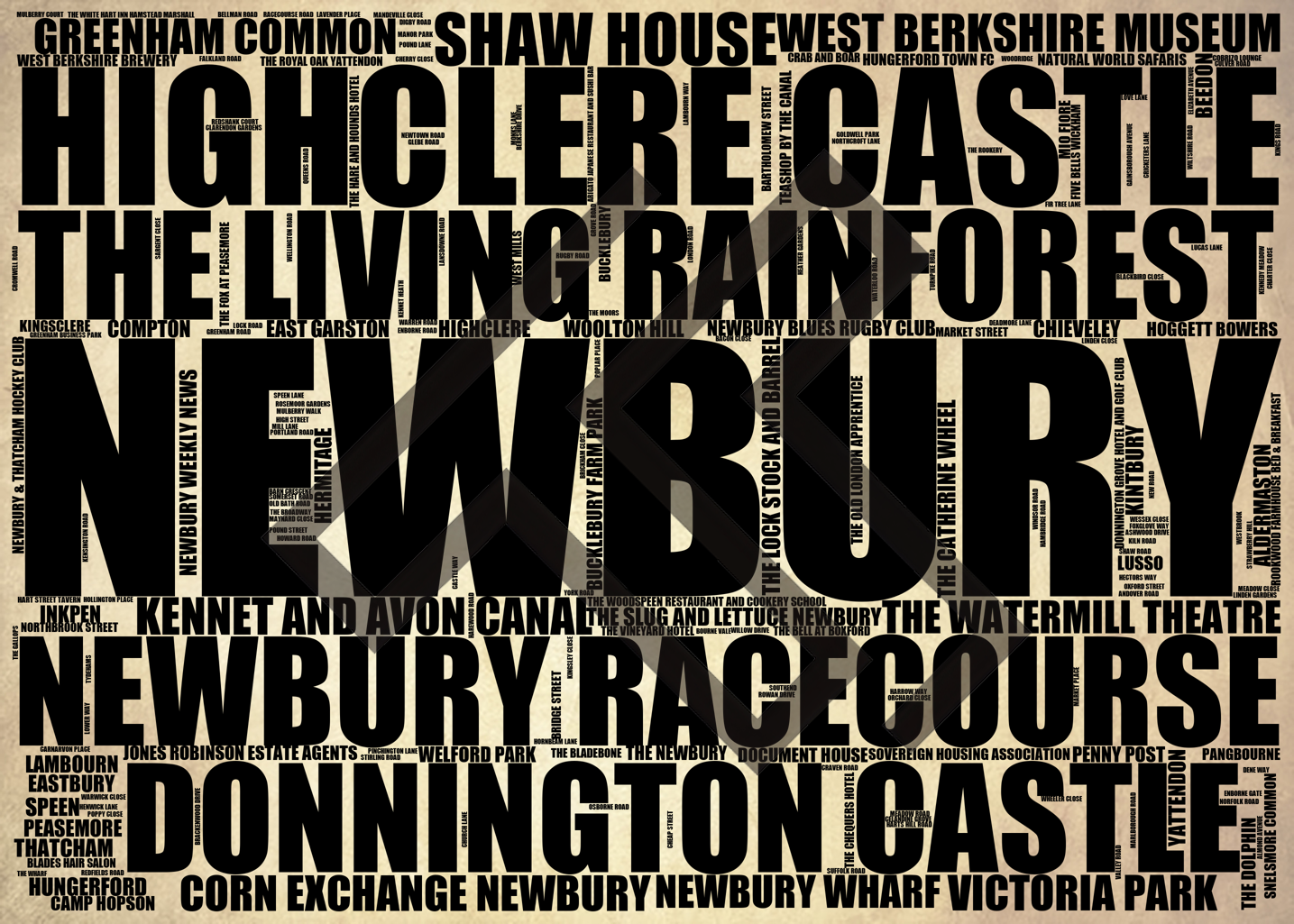 Newbury - Premium Typographic Word Cloud Prints, Posters & Gifts