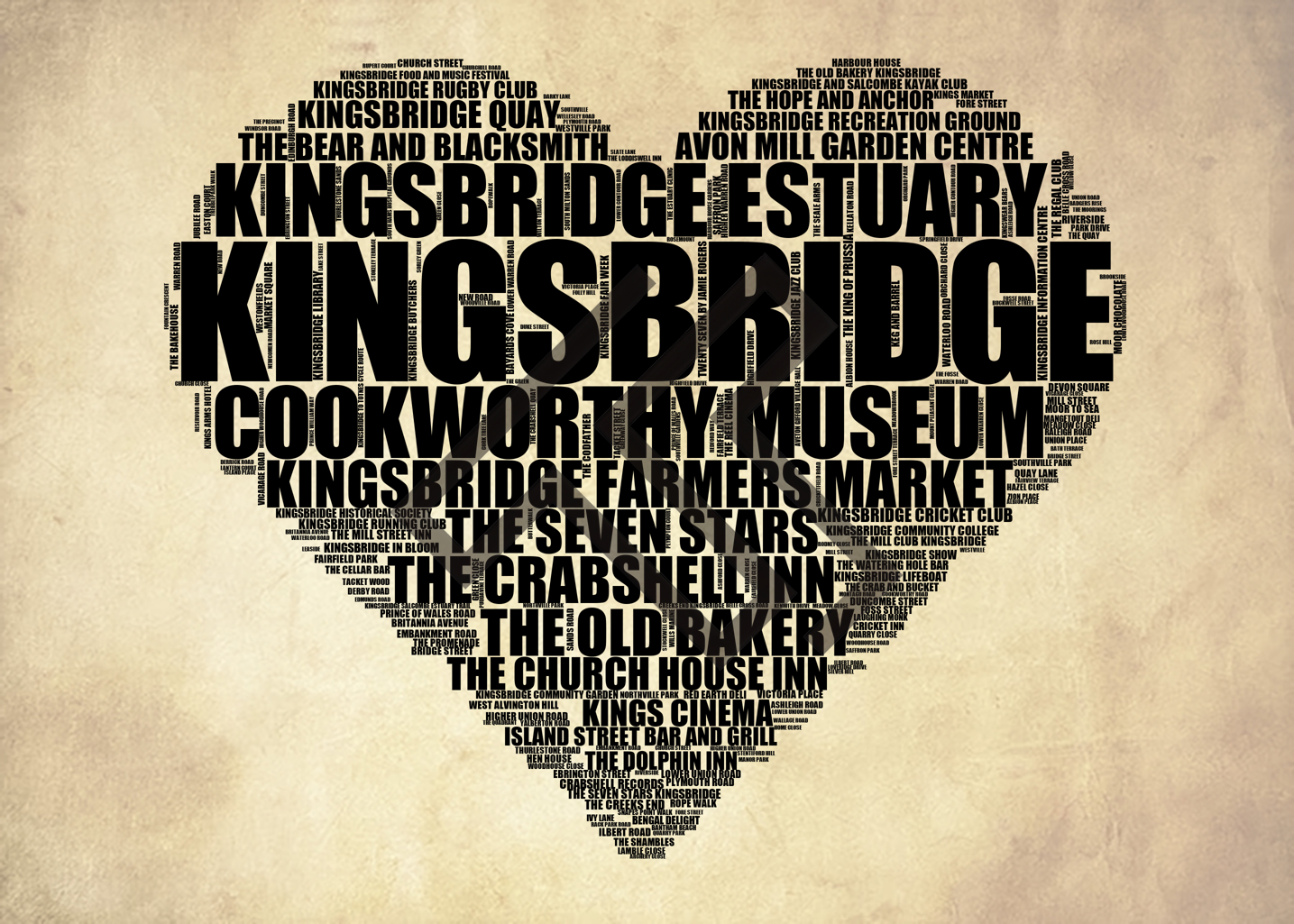 Kingsbridge - Premium Typographic Word Cloud Prints, Posters & Gifts