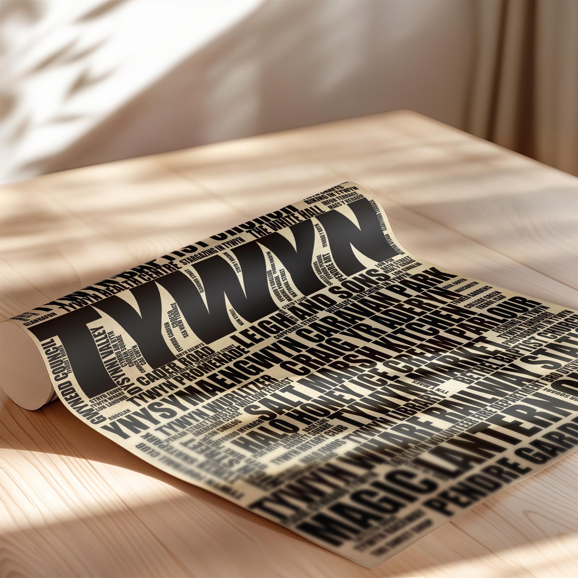 Tywyn - Premium Typographic Word Cloud Prints, Posters & Gifts