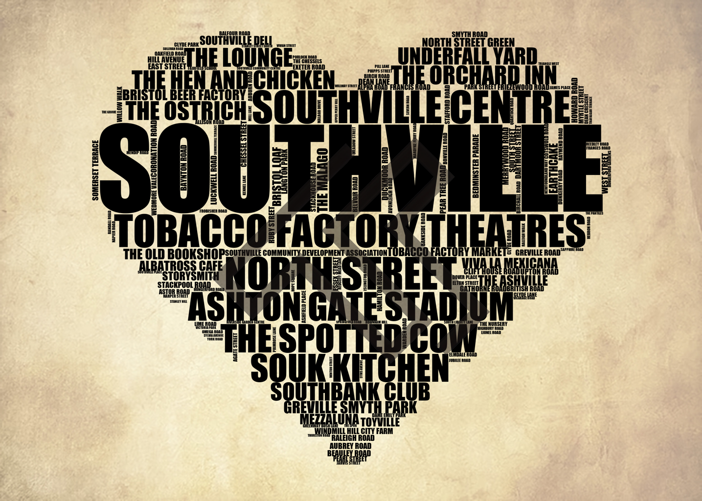 Southville - Premium Typographic Word Cloud Prints, Posters & Gifts